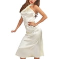 thumbnail image 4 of Woman?s Sexy Temperament Shiny One-piece, Solid Color Sleeveless Elastic Slim Halter Long Dress, Daily Life, 4 of 6