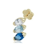 AVORA 14K Yellow Gold Multi-Color Marquise Simulated Diamond CZ   Cartilage Piercing Flat Back Earring Body Jewelry (18 Gauge)