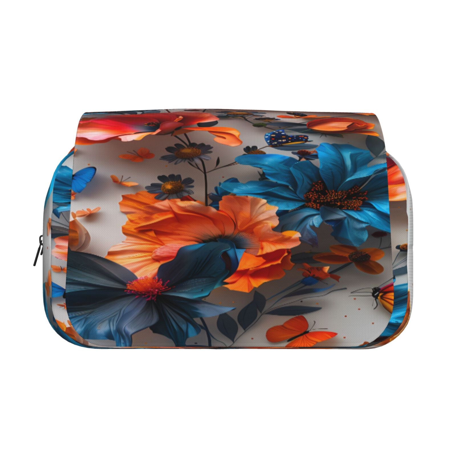 Rateoe 3D Butterfly Pattern Double Clamshell Pen Case, Storage Organizer with Two Zipper Compartments– Holds Up to 50 Pencils & Pens