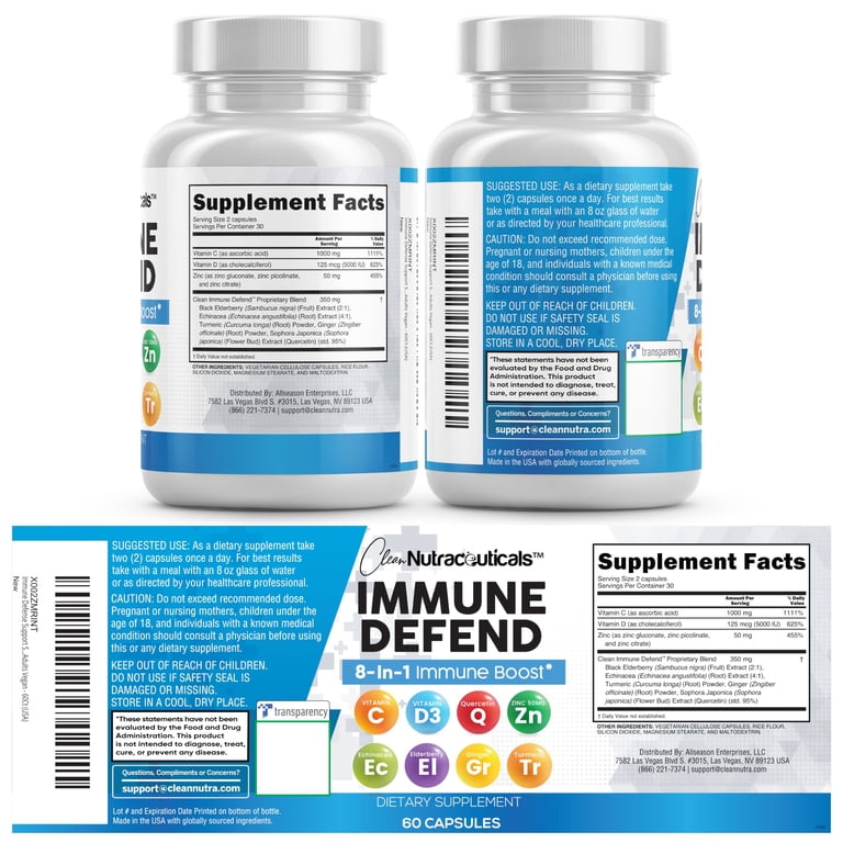 Clean Nutraceuticals Immune Defense Support Supplement 8 in 1