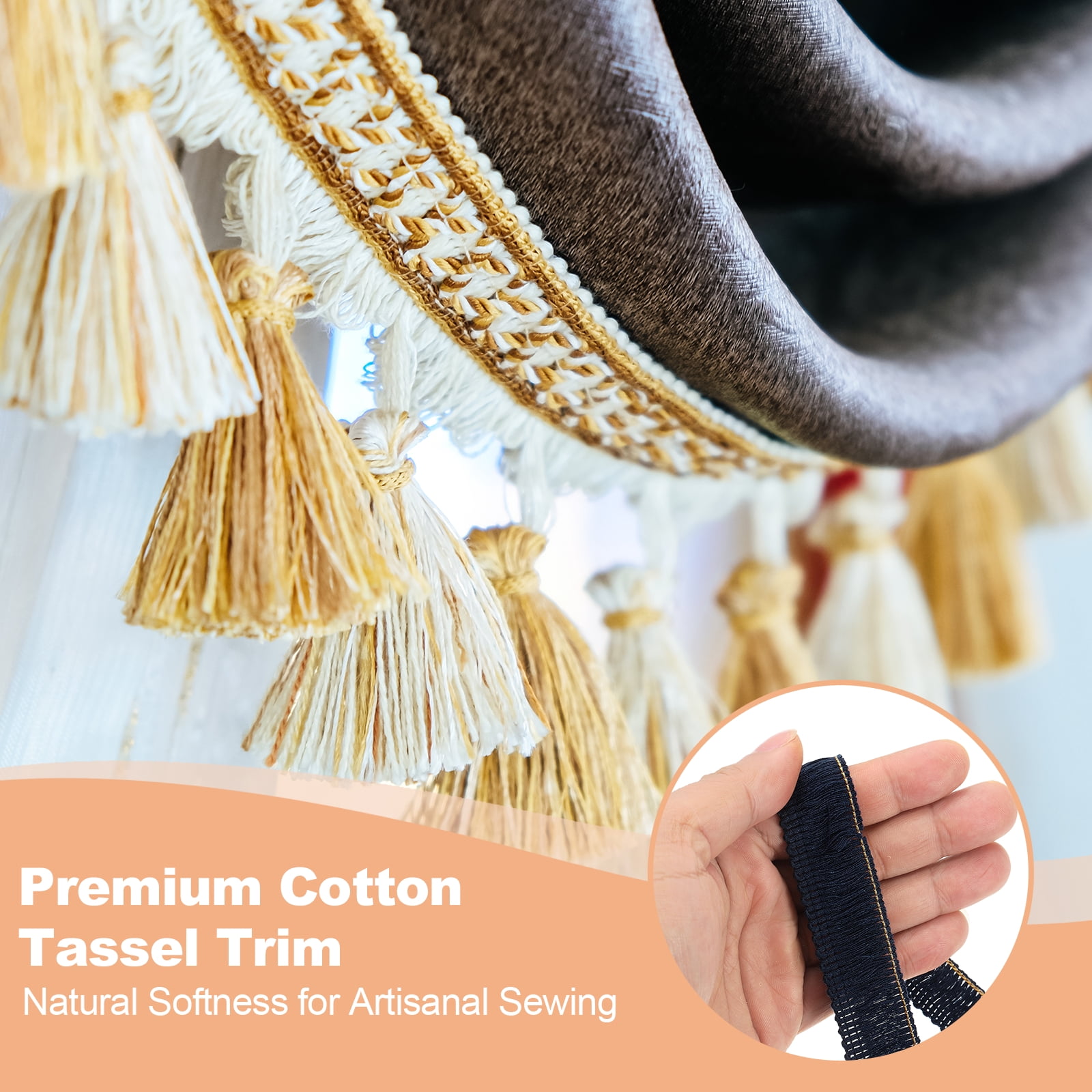 Uxcell 27 Yard 1 Inch Tassel Fringe Trim Polyester Lace Ribbon Sewing Trim for Clothing Cushions Pillow Curtain Home Decorations DIY Crafts, Navy Blue