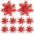 thumbnail image 1 of SunyaMood - Flor de Pascua artificial ligera de 5,51 pulgadas, multiusos, temática de festival, 5 o 10 piezas de flores de Pascua con purpurina para decoración de bodas, Navidad y el hogar, 1 of 8
