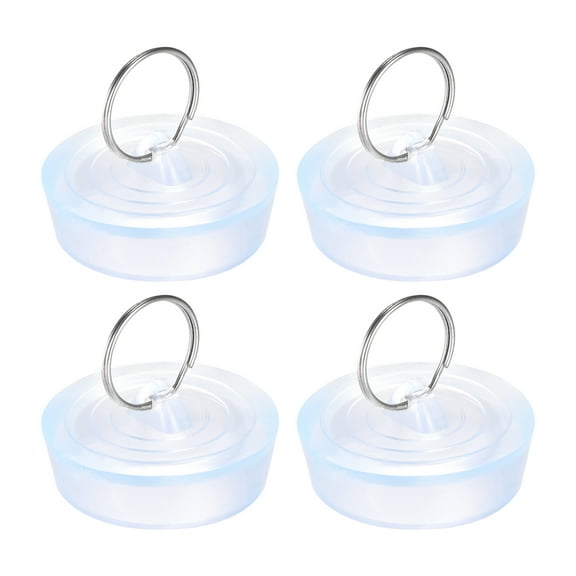 Uxcell Rubber Sink Plug, Clear Drain Stopper Fit 1-3/4" to 1-13/16" Drain with Hanging Ring for Bathtub Kitchen 4 Pack