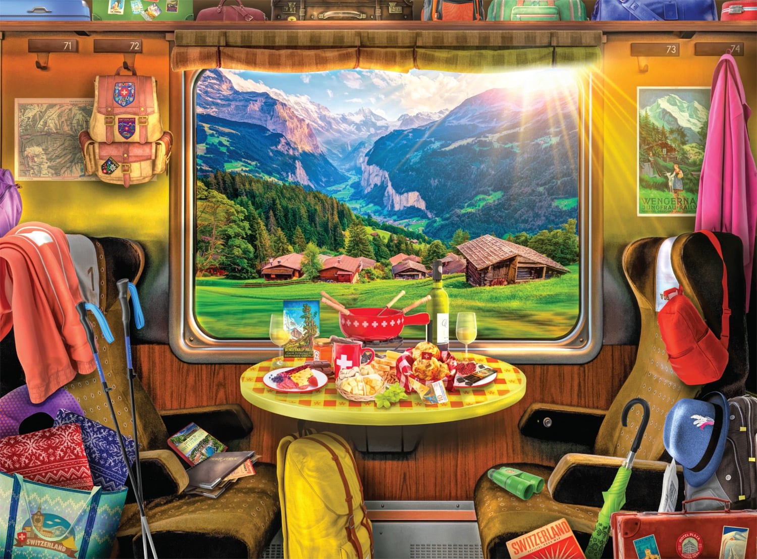 Buffalo Games 1000-Piece Lars Stewart Swiss Train Ride Interlocking Jigsaw Puzzle