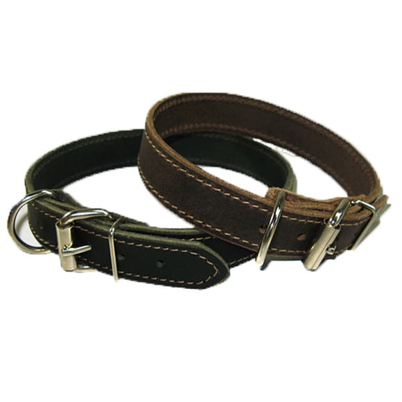Premium Handmade Solid Buffalo Leather Dog Collar — Multiple Widths & Styles
