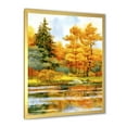 thumbnail image 2 of Designart 'Autumn Forest By The Lake Side II' Lake House Framed Art Print, 2 of 4