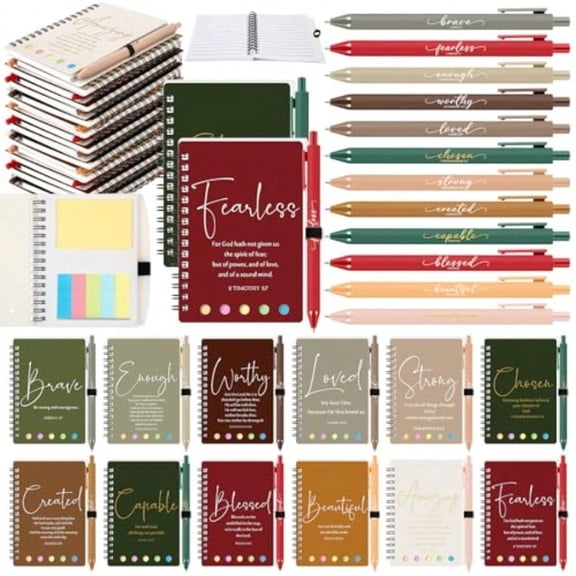 Christian Gifts Bulk Inspirational Prayer Journal Scripture Notebook with Bible Pen Religious Valentines Church Gift for Women Men Church Group Bible Study SimpleBright Color 60 Sets/120 Pcs