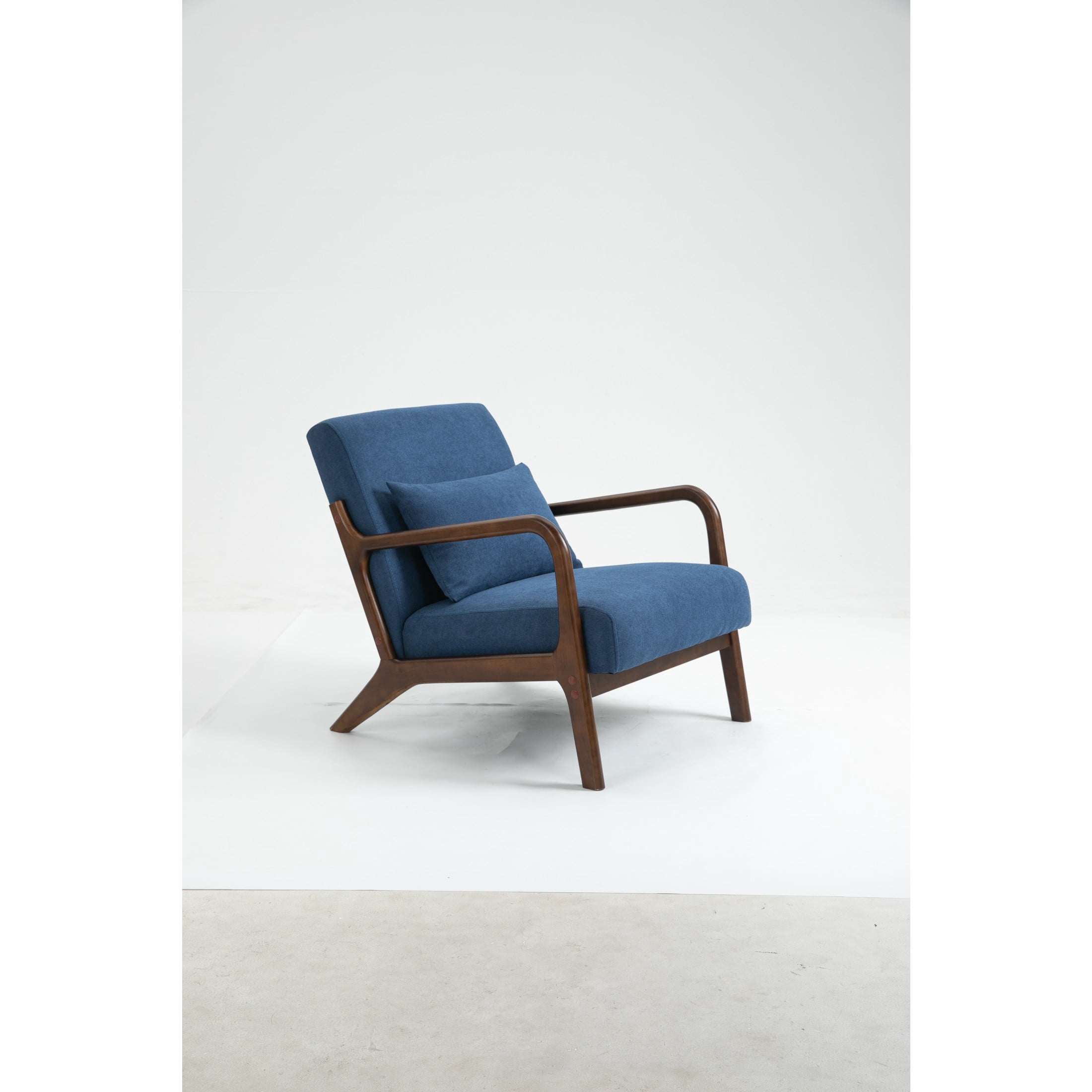 GDF Studio Ciara Mid-Century Modern Solid Wood Accent Chair, Reading Armchair for Living Room, Bedroom, Blue