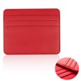 thumbnail image 2 of Cartera de cuero para hombre, hecha de PU y soporte, ultradelgada, minimalista, con protector de tarjetas, bolsillo frontal, funda para tarjetas de crédito, billetera para hombre (rojo), 2 of 8