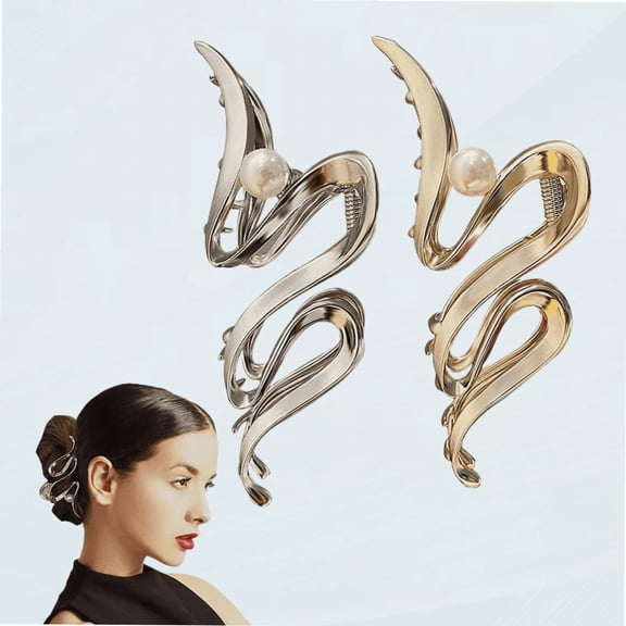 4.7 Inch Large Metal Hair Claw Clips for Women Girls, Nonslip Gold Silver Hair Clips for Thick Thin Hair, Big Jaw Clips for Hair Strong Hold Jaw Clips Hair Clamps Hair Styling Accessories (2 Pack)