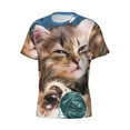 thumbnail image 5 of Vsdgher Playful Cat Print Men's Dry Fit Mesh Athletic Shirts Moisture Wicking Tennis T-Shirt Tops, 5 of 9