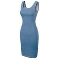 thumbnail image 3 of Made by Olivia Women's Sleeveless Basic Stretchable Denim Midi Dress Light Denim L, 3 of 4