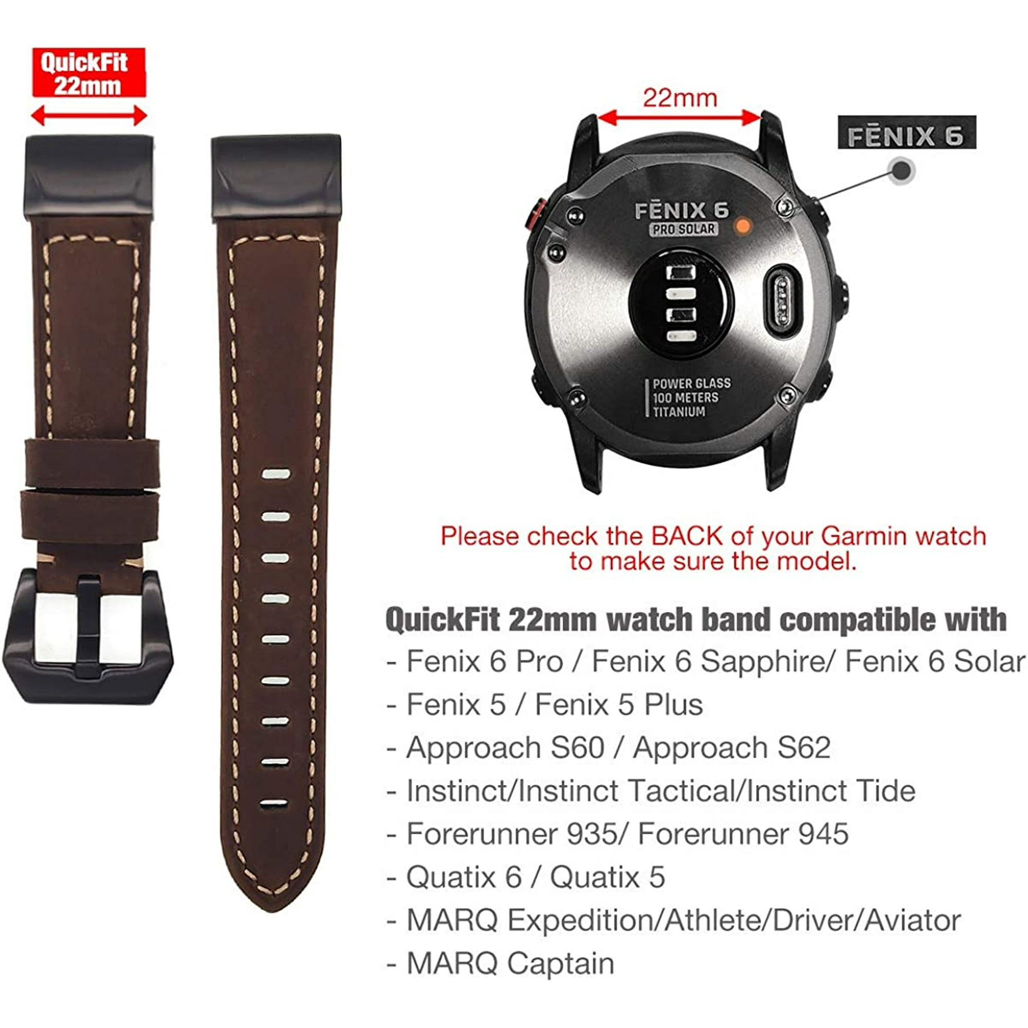 Garmin fenix 5 bands leather best sale