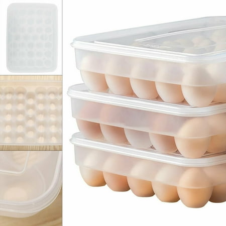 

DENEST 3Pcs 34-Grid Plastic Egg Storage Box Egg Tray Holder