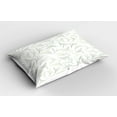 thumbnail image 2 of Ambesonne Tea Pillow Sham 2 Pack, Freshly Picked Tea Leaf Sketch, 36"x20", Pale Green White, 2 of 3