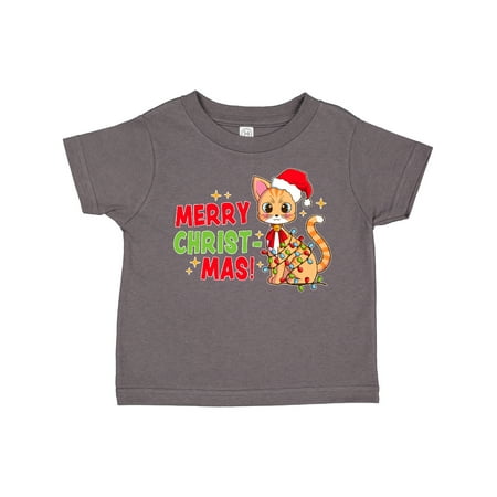 

Inktastic Merry Christmas Cute Cat with Colorful Lights Boys or Girls Toddler T-Shirt