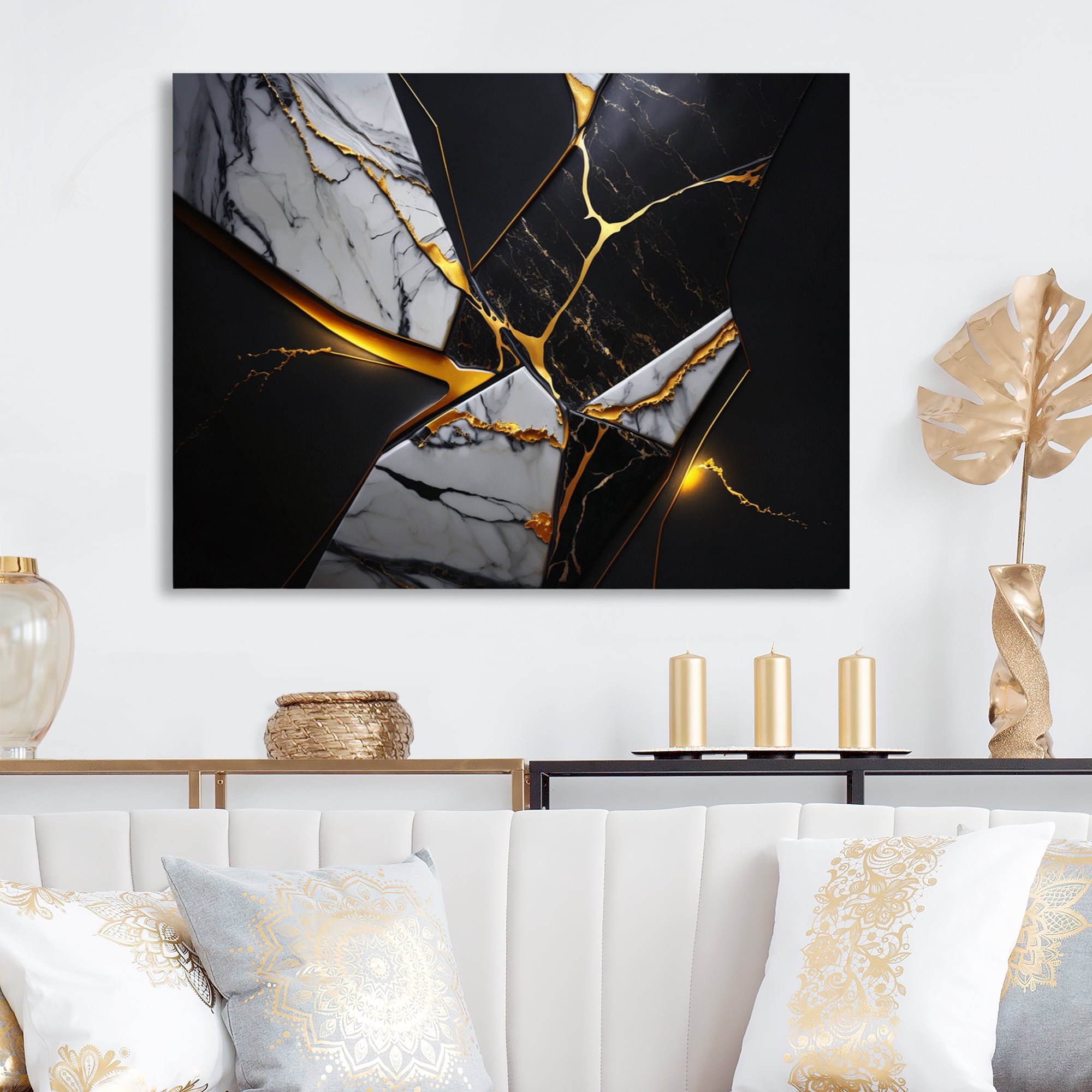 Designart Abstract Geode Black I Canvas Wall Art