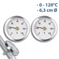 Stainless Steel Pipe Thermometer with Spring Clamp,2-Pack Bimetal Tube Temperature Gauge 0-120°C (63mm) for Heating Systems