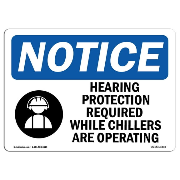 OSHA Notice Sign - Hearing Protection Required Sign With Symbol | Decal | Protect Your Business, Construction Site |  Made in the USA