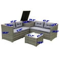 thumbnail image 5 of 4 Piece Patio Sectional Wicker Rattan Outdoor Furniture Sofa Set with Storage Box Grey, 5 of 6