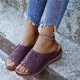 thumbnail image 5 of Womens Flat Sandals Arch Support Flower Graphic Platform Open Toe Non-Slip Cork Footbed Slide Sandals Soft Lounge Adjustable Buckle Slides for Daily Walking, 5 of 5