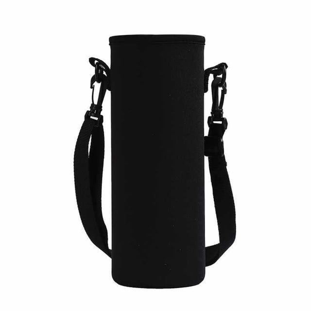 keepw High-End Texture Cup Cover Easy To Clean Fine Stitching Shock Absorbent Cloth Bottle Holder Water Bag Fits Most Cups 8*23cm Black 1Set