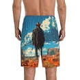 thumbnail image 4 of Lsque Lone Cowboy Desert Scene Mens Sleep Pajama Shorts,Short Pajama Pants, Cotton Ultra-Soft Knit-X-Large, 4 of 9