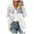 thumbnail image 2 of Sevevn Long Sleeve Tops for Women Fashion Woman Long Sleeve Turndown Collar Patchwork Zipper Pockets Blouse Causal Tops Coat Gift for Girls, 2 of 3