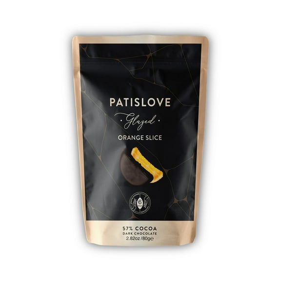 Patislove Dark Chocolate Covered Glazed Orange Slices – 2.82 oz, Premium Fruit Snack