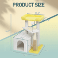 thumbnail image 3 of Tcbosik Small Cat Tree for Indoor, 27.5"H Activity Tower with Scratching Post and Pad, Modern Cat House with Padded Top Bed for Living Room, Bedroom, Yellow & White, 3 of 8