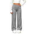 thumbnail image 2 of ITSAME Girls High Waisted Sweatpants Wide Leg Relaxed Fit Solid Color Fall Athletic Casual Joggers Gray Size 7, 2 of 7