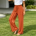 thumbnail image 2 of Arlun Striped Linen Pants for Women Summer Baggy Wide Leg Pant Drawstring High Waist Casual Stripes Color-Block Trousers Soft Lightweight Flowy Beach Resort Trouser with Pockets 1-Orange S, 2 of 7