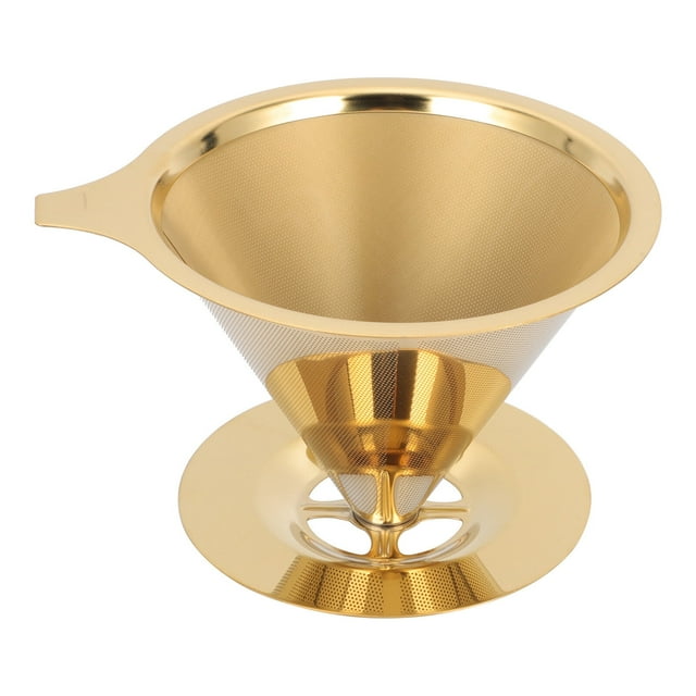 KAKOWELY Filtre à Café en Acier Inoxydable pour Usage Domestique Couleur Dorée Durable Réutilisable 3.5 Pouces, 4.92"X4.92"X3.54 Pouces