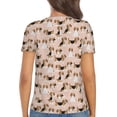 thumbnail image 5 of Zufioo Beagle Dog On Brown for Women's Deep V-neck Short-sleeved T-shirt, Top with Short Sleeves - with Stainless Steel Buckle, Moisture Wicking, Ideal Home Wear-Large, 5 of 9