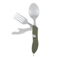 thumbnail image 1 of Juego de cubiertos de camping 4 en 1 de acero inoxidable plegable con cuchillo, tenedor y cuchara para picnics portátiles, color verde, 1 of 8