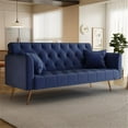 thumbnail image 2 of 71" Convertible Sofa Bed Folding Velvet Sofa with Adjustable Backrest in Blue, 2 of 9