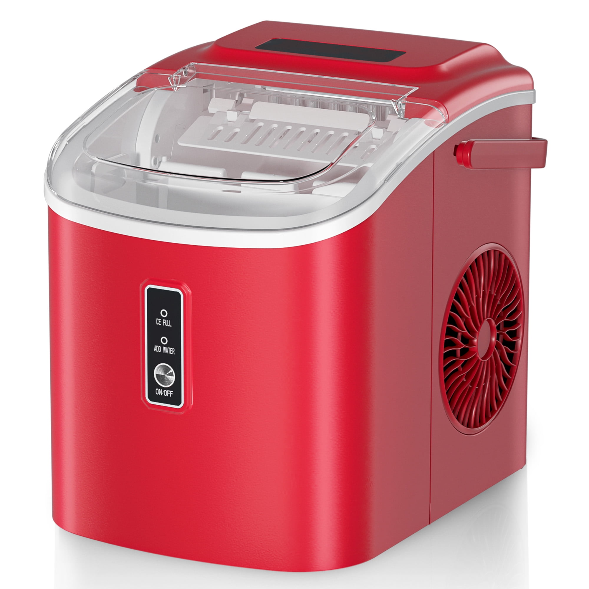 Simzlife Countertop Ice Maker with Handle,Portable Ice Machine with Basket and Scoop, 9 Bullet Ice In 6 Mins, 26Lbs/24H, Self-Cleaning