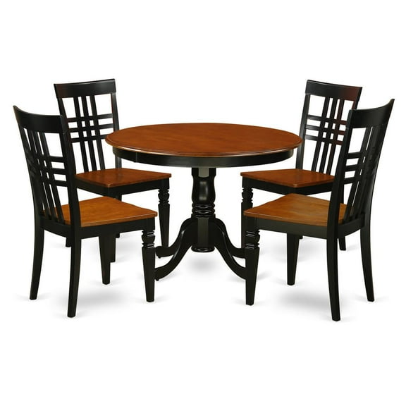 East West Furniture Hartland 5-piece Dining Table and Chairs in Black/Cherry
