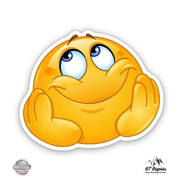 Dreaming Happy Face Emoji Dreamy - 3" Vinyl Sticker - For Car Laptop I-Pad Phone Helmet Hard Hat - Waterproof Decal