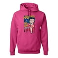 thumbnail image 1 of Wild Bobby, Betty Boop America Land of the Free Home of the Brave Betty Boop Unisex Hoodie Sweatshirt, Fuschia, X-Large, 1 of 5