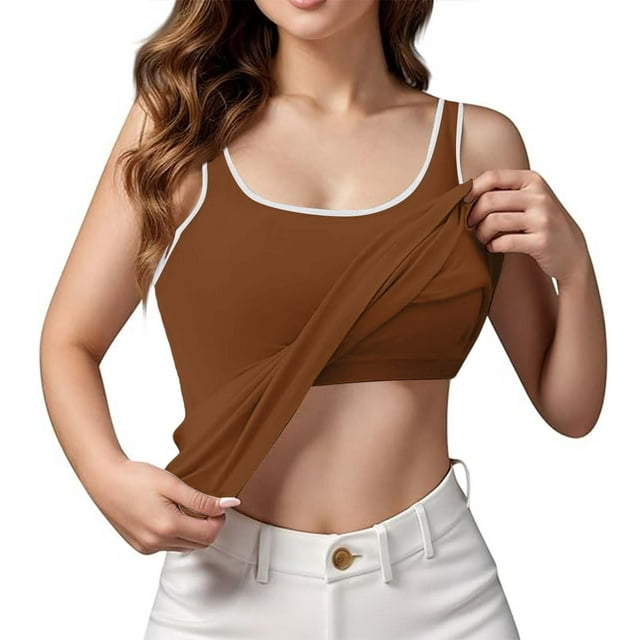 Zmoon Camisole pour Femmes avec Coussinets de Poitrine, une Pièce, Sans Anneau en Acier