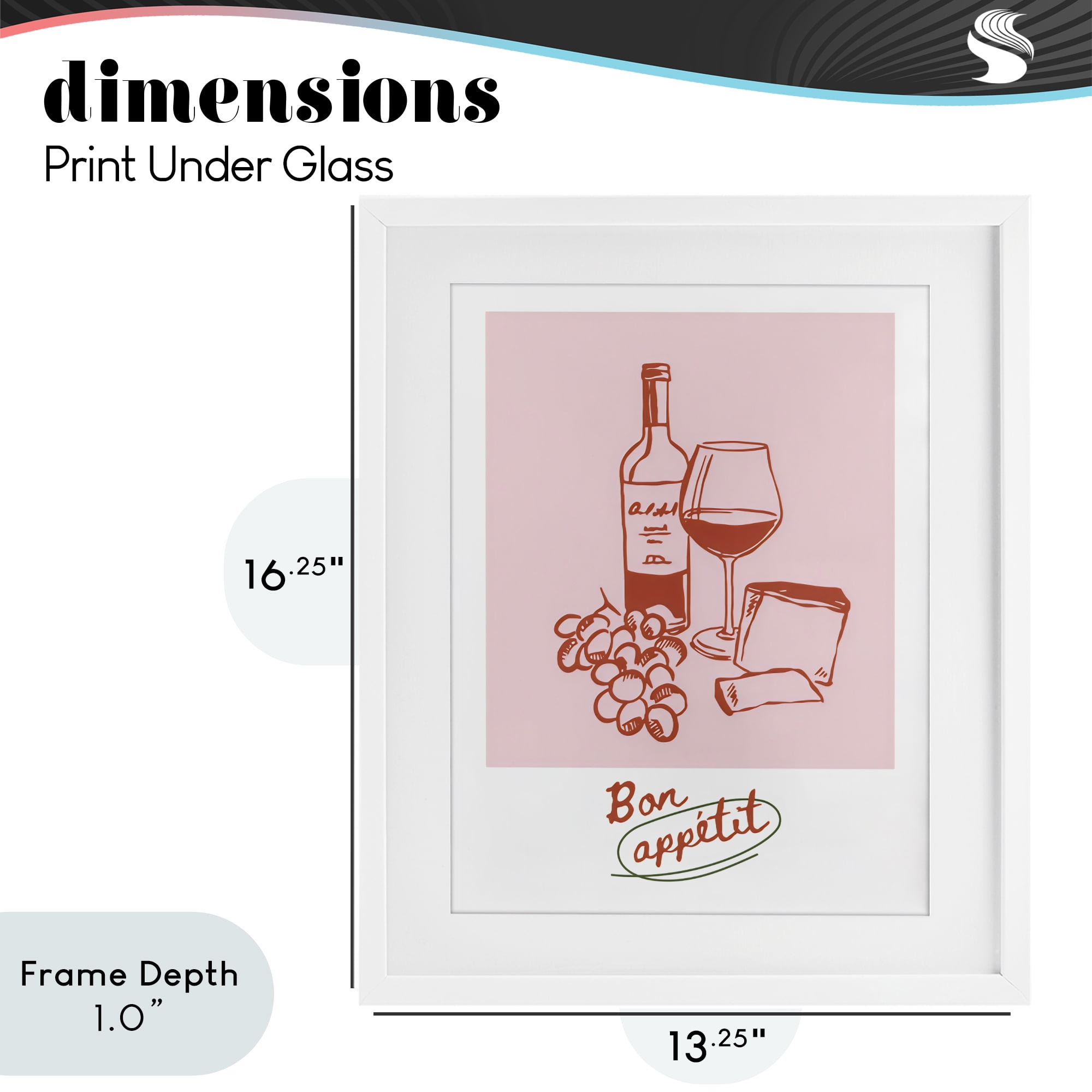 Stupell Industries Bon Appetit Wine & Grapes White Framed Print Under Glass, design by The Prints Vibe