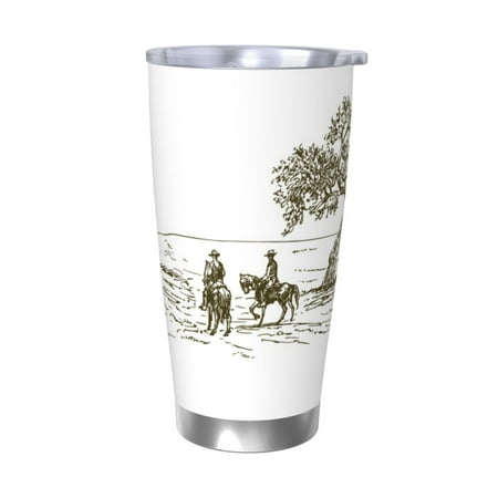 

Gukieu Cowboys Riding A Horse Near A Tree Print 20OZ Car Cup Vacuum Stainless Steel Leak-proof Thermos Cup Unisex Suitable for Home Outdoor and Sports-Without Straw