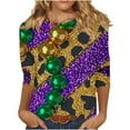thumbnail image 2 of RKSTN Mardi Gras 3/4 Length Sleeve Womens Tops Oversized Crewneck Carnival Graphic Printed Three Quarter Sleeve T Shirt Women Casual Round Neck Funny Tuesday Carnival Party Loose Short Sleeve Shirt, 2 of 6