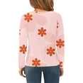 thumbnail image 4 of Abcomgle Girls Long Sleeve Tops 7-16 Crewneck Winter T Shirts for Girls Trendy Basic Top for Girls Cotton Floral Print Girls Blouses 6-7 Years,Pink, 4 of 6
