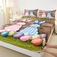 thumbnail image 4 of Erosebridal Easter Rabbits Eggs Full Size Sheets 4-Piece For Teens,Kids Cute Plaid Bowknot Bed Sheets,Ultra Soft Home Decor, 4 of 5