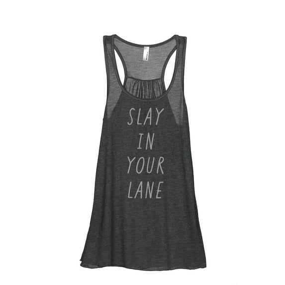 Slay In Your Lane Women's Fashion Sleeveless Flowy Racerback Tank Top Charcoal Grey Medium