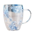 thumbnail image 1 of Bewildely Tazas de café de cristal mineral Taza de vidrio de doble pared con asa y tazas de café secas de flores 350 ml Mostrada do, 1 of 6