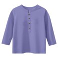 thumbnail image 3 of JTSRKL Half Button up Shirts for Kids Girls Casual Solid Color Long Sleeve Crewneck Basic Workout T-Shirts Loose Comfy Tunic Blouse Trendy Children's Soft Cotton Outfit Clothes Purple 7-8 Years, 3 of 7