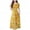 Yellow, variant on Fshinging Women Summer Dress Boho Floral Print Short Sleeve Ruched Maxi Casual Sun Dress
